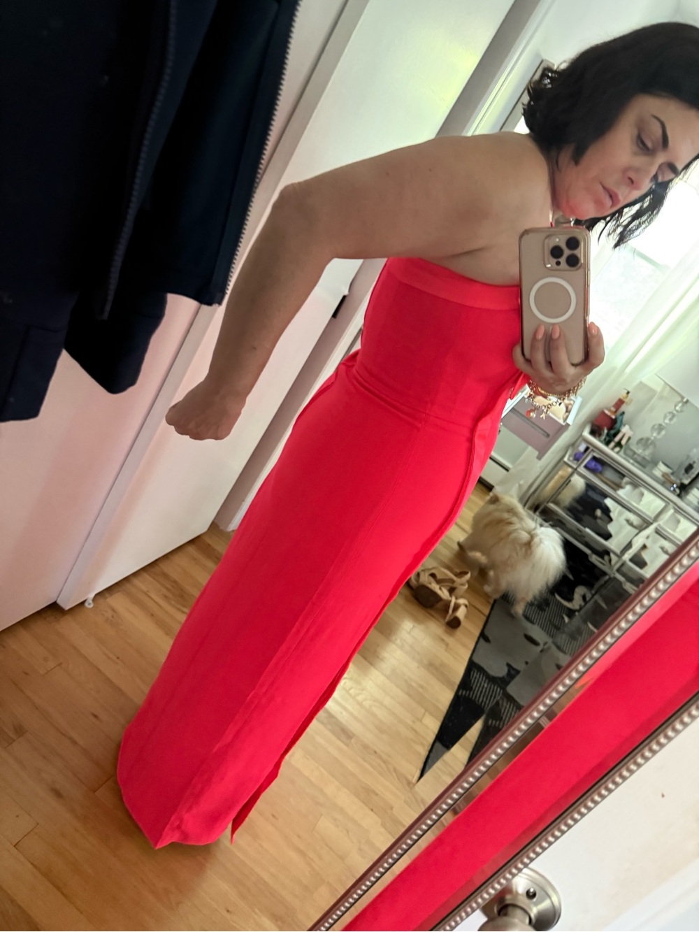 Lilly Pulitzer Strapless Coral-Red Maxi Dress with Floral Bow - Picture 2 of 2